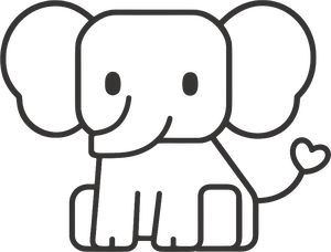 ふらっと合同会社のキャラクター「ふふん」。大きな耳とハートのしっぽを持つぞうのイラスト。